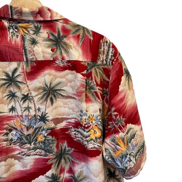Vintage RJC Hawaiian Shirt Button Up Short Sleeve Magnum PI Palm Trees Floral - Picture 6 of 16